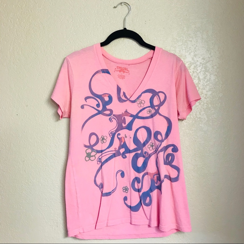 Pink V-neck PEACE T-Shirt (Large)